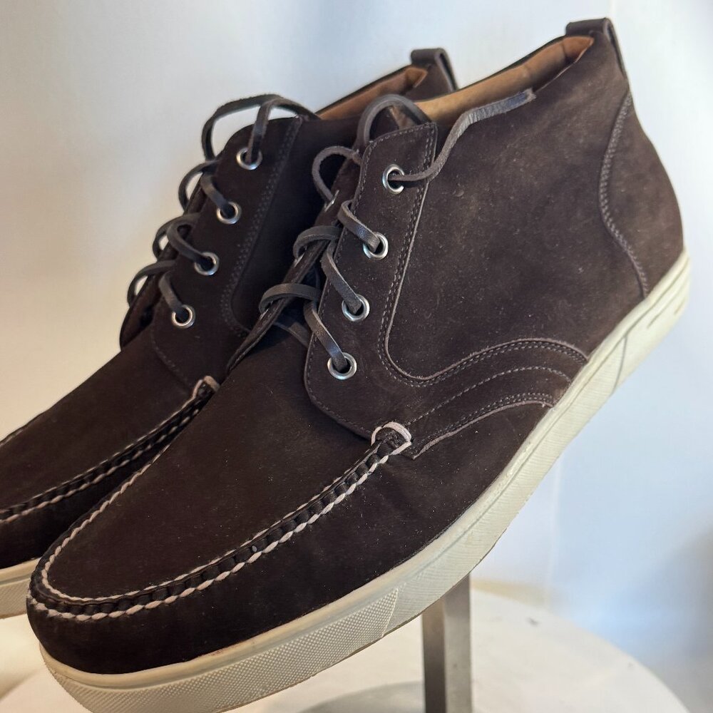 Peter Millar Dark Brown/Bison Leather Lace Up Midtown Chukka Sneaker size 13w